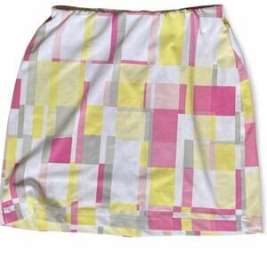 Vintage 60s style geometric butter yellow pink mini skirt